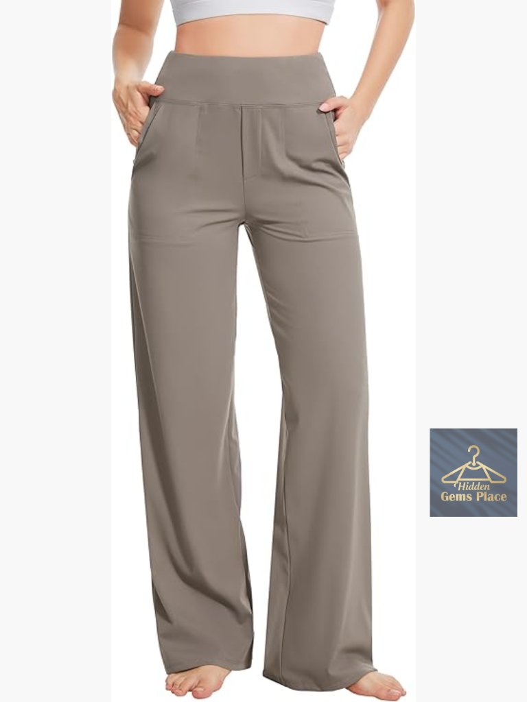 Wide Leg Yoga Pants High Waist Stretch Pockets Lounge